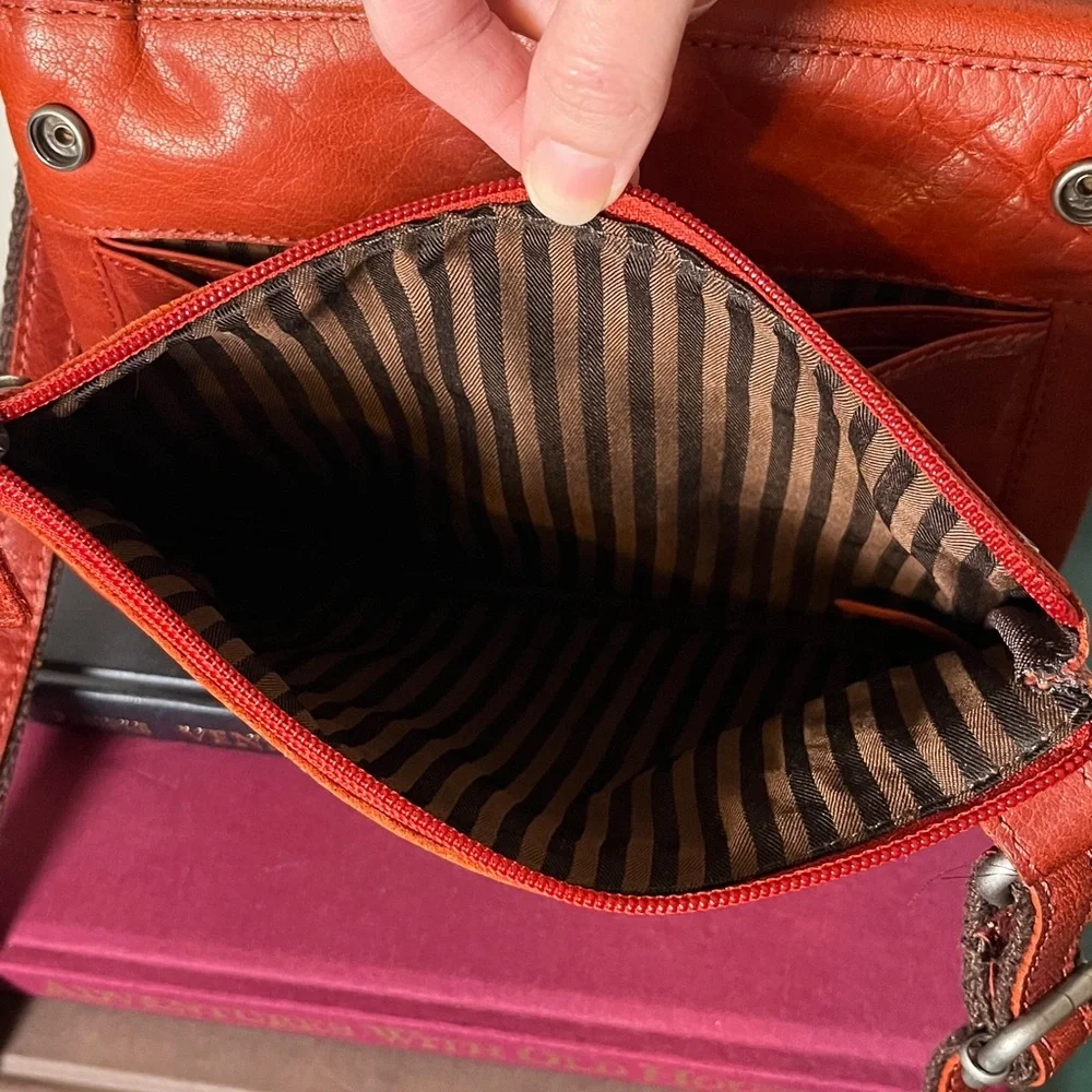 Jack Georges Genuine Leather Burnt Brown‎ Voyager Wallet on String Crossbody Bag